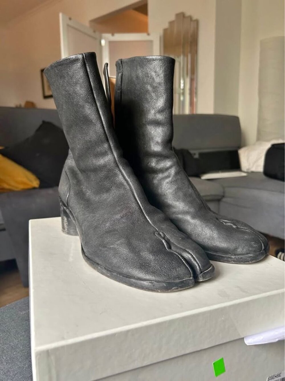 Black tabi ankle boots